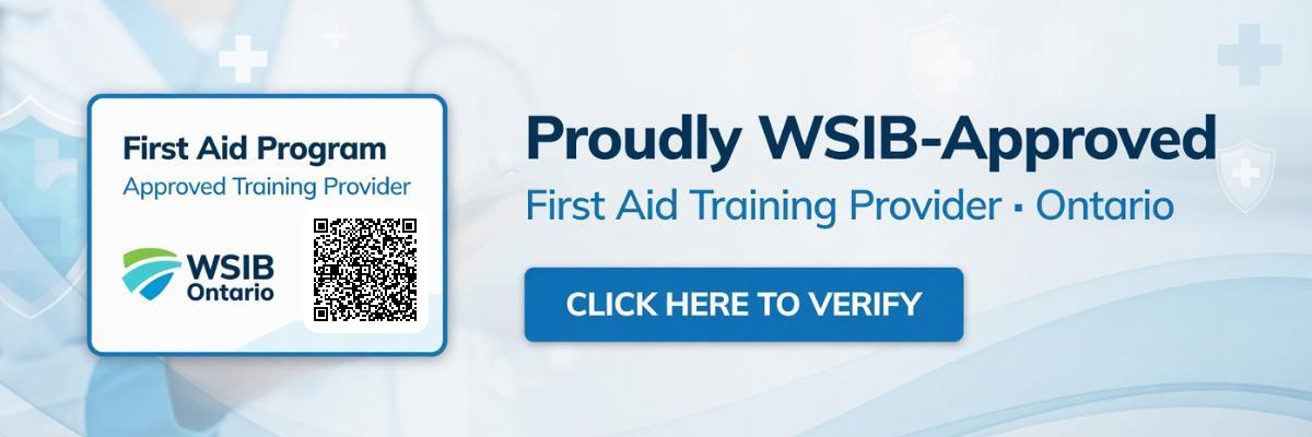 WSIB First Aid Program Approved Training Provider — full certificate banner